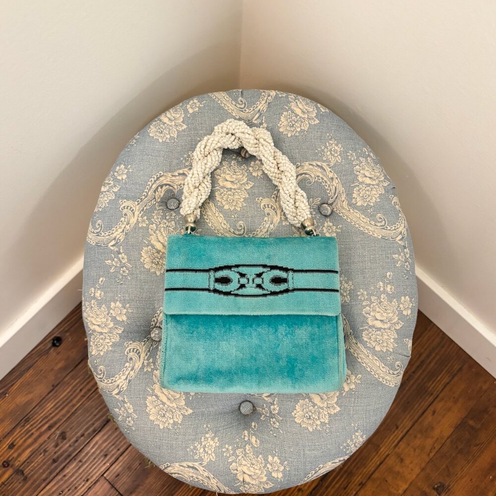 Cesare Piccini Blue Velvet Bag